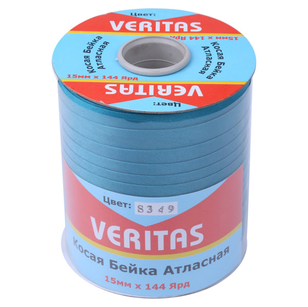 Косая бейка атласная цв S-349 бирюзовый (уп 131,6м) Veritas2