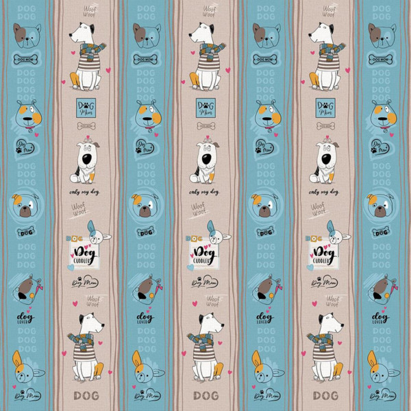 Ткань Перкаль 110гр/м2, 100хб, 220см, набивная, коричневый, рис 7175 вид 1 Обнимашка UNK0